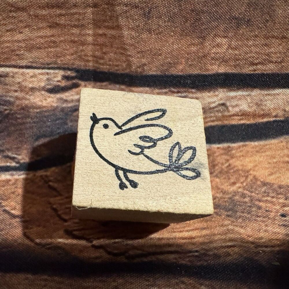Bird Rubber Stamp Wood Mounted Outline Art Line Drawing Craft Scrapbooking Card